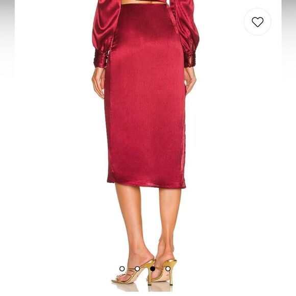 Michael Costello x Revolve Annika MIDI Deep Red Skirt - Picture 2 of 11